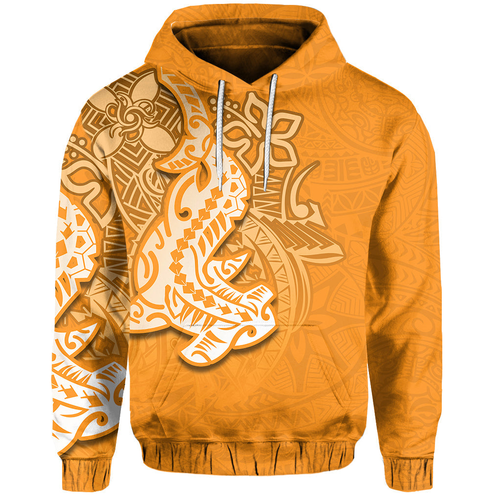 ( Personalised) Hammerhead shark Hoodie Polynesian Orange Style