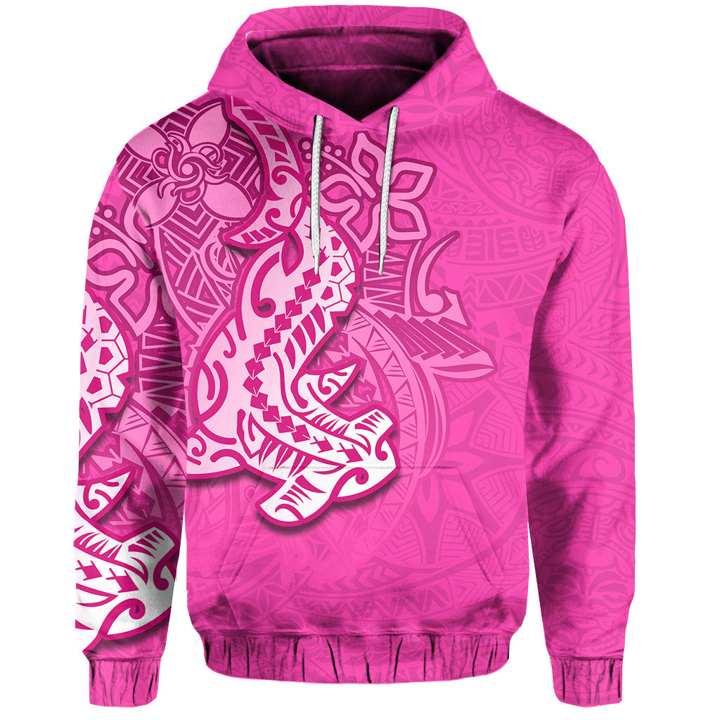 ( Personalised) Hammerhead shark Hoodie Polynesian Pink Style