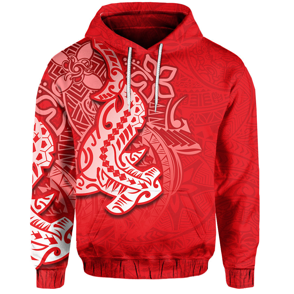 ( Personalised) Hammerhead shark Hoodie Polynesian Red Style