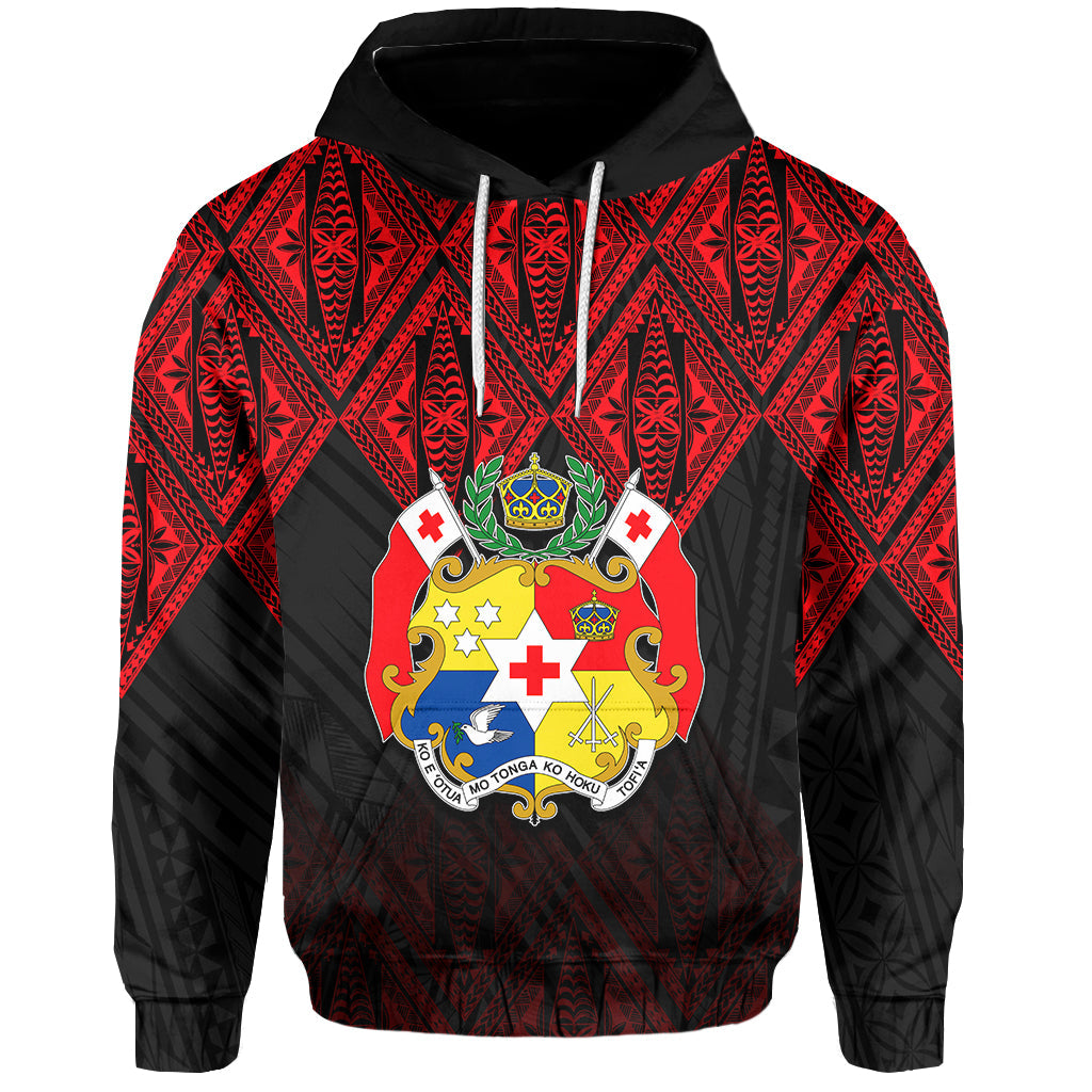 Tonga Hoodie Ngatu Black And Red Style