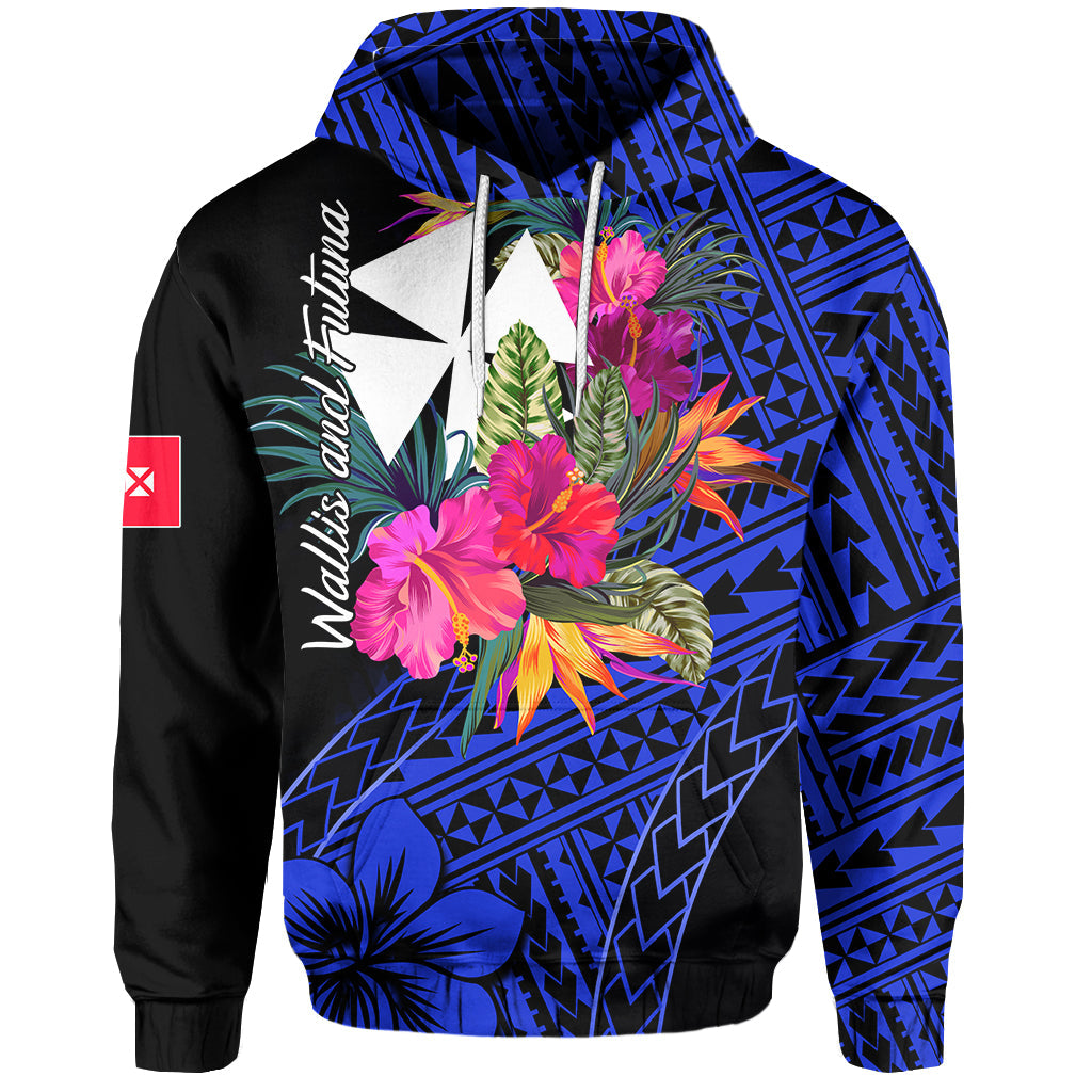 Wallis and Futuna Hoodie Hibiscus Blue No.1 Color