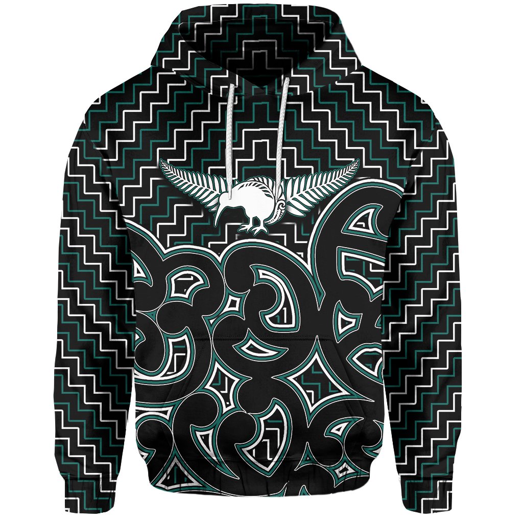 New Zealand Hoodie Maori Graphic Tee patterns Green