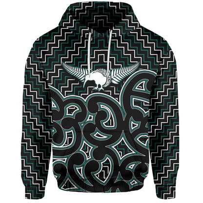 New Zealand Hoodie Maori Graphic Tee patterns Green