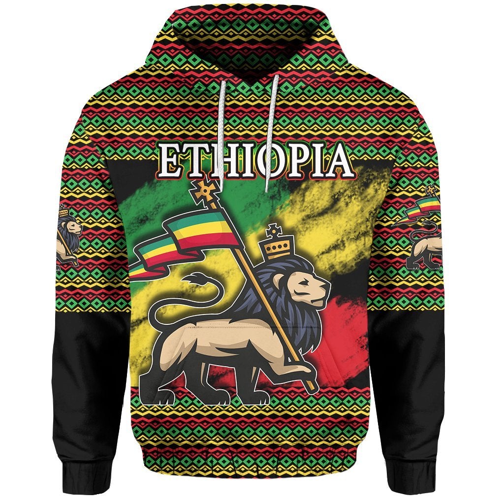Ethiopia Hoodie Version Lion Of Judah Grunge