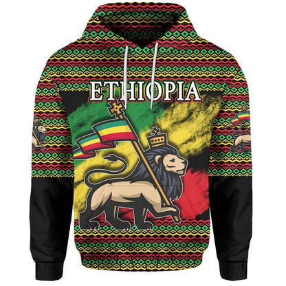 Ethiopia Hoodie Version Lion Of Judah Grunge