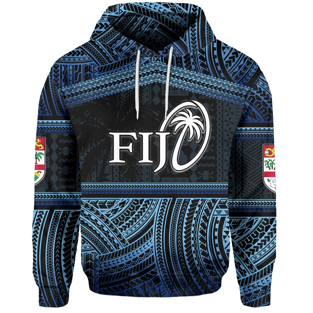 Fiji Rugby Polynesian Patterns Hoodie Blue