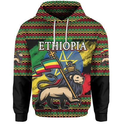 Ethiopia Hoodie Lion Of Judah Flag Grunge