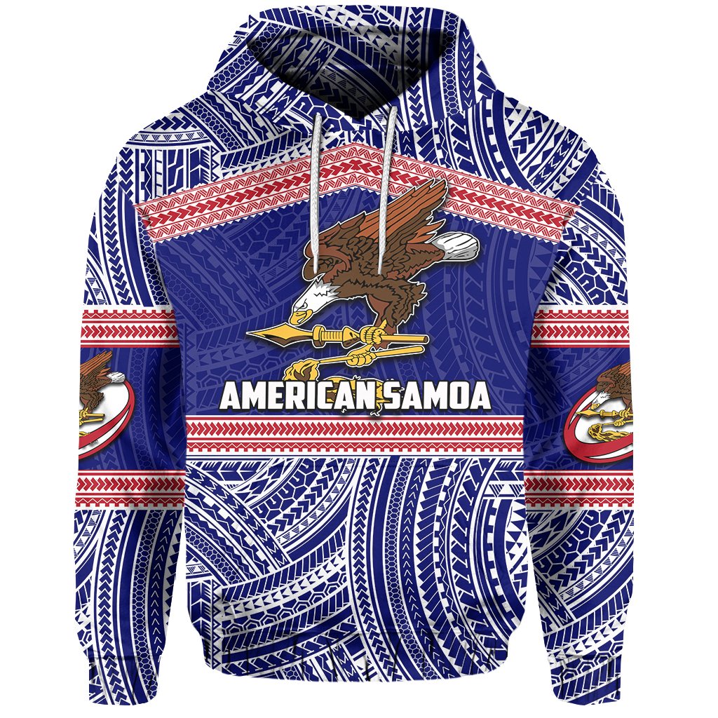 American Samoa Hoodie Rugby Polynesian Patterns Eagle Printed Hoodie