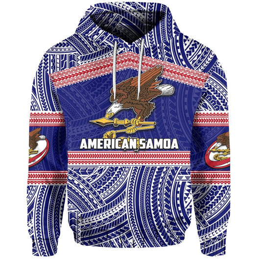 American Samoa Hoodie Rugby Polynesian Patterns Eagle Printed Hoodie