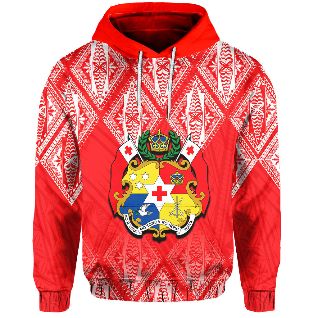 Tonga Hoodie Ngatu White And Red Style