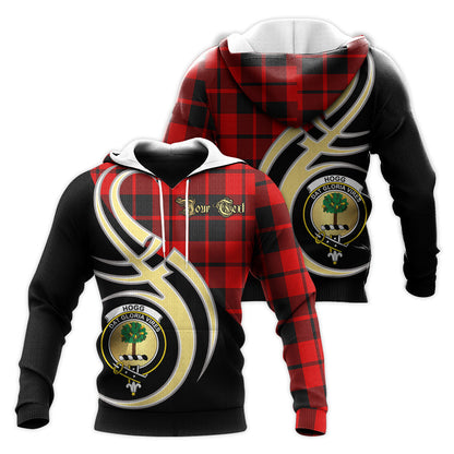 Printivon Hogg Clan Believe In Me Crest Tartan Knitted Hoodie Custom Your Text