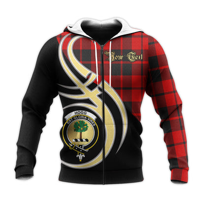 Printivon Hogg Clan Believe In Me Crest Tartan Knitted Hoodie Custom Your Text