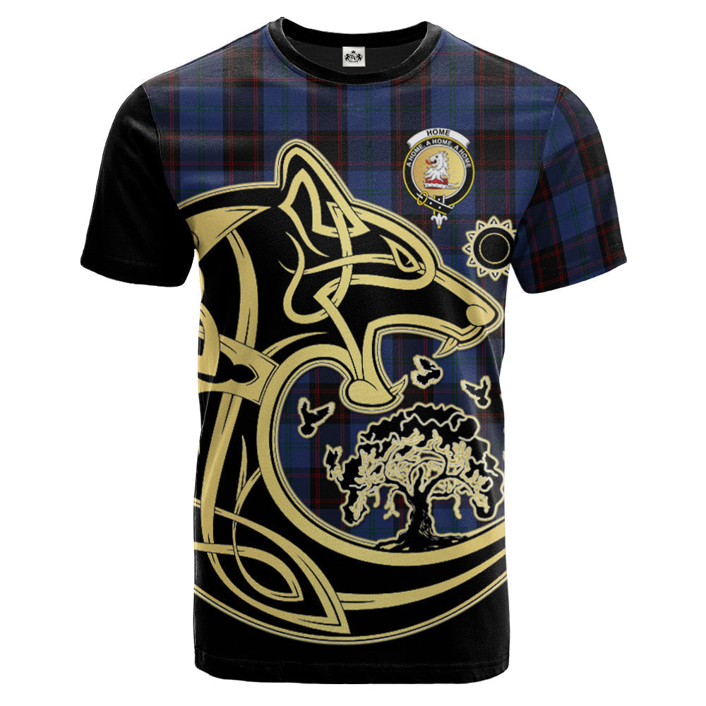 Printivon Home (Hume) Crest Celtic Wolf Tartan T Shirt Custom Your Text