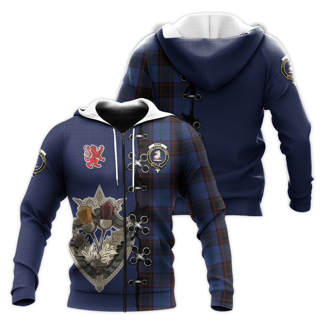 Printivon Home Hume Tartan Hoodie Lion Rampant And Celtic Thistle Style