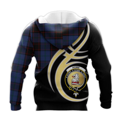 Printivon Home Hume Clan Believe In Me Crest Tartan Knitted Hoodie Custom Your Text