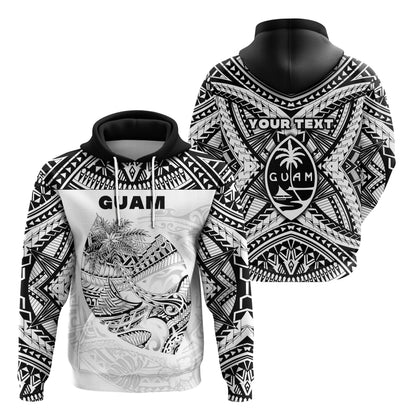 ( Personalised) Guam Rugby Hoodie Polynesian Patterns White