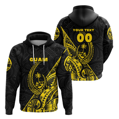 ( Personalised) Guam Rugby Hoodie Polynesian Patterns Style Yellow