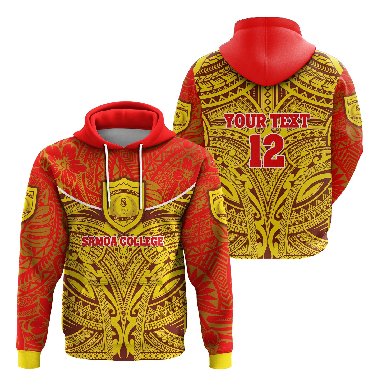 Custom Text Samoa College Hoodie Polynesian Royal Style Version 2