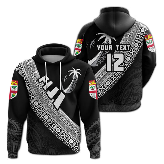 Custom Text Fiji Tapa Rugby Hoodie version Style You Win White