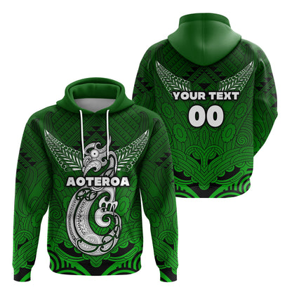 Custom Text Maori Aotearoa Manania Hoodie Simple Sport Style Green