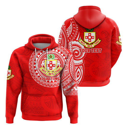 Custom Text Kolisi Tonga Hoodie Mate Ma'a Tonga Polynesian Tattoo Style