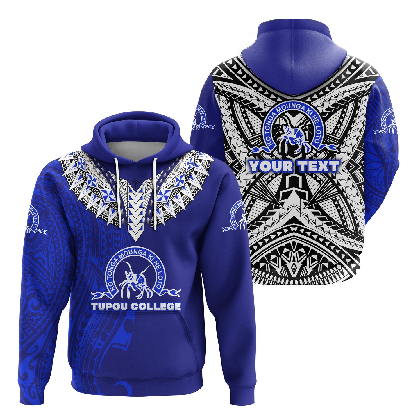 Custom Text Kolisi Ko Tupou College Tonga Hoodie Polynesian Stylized
