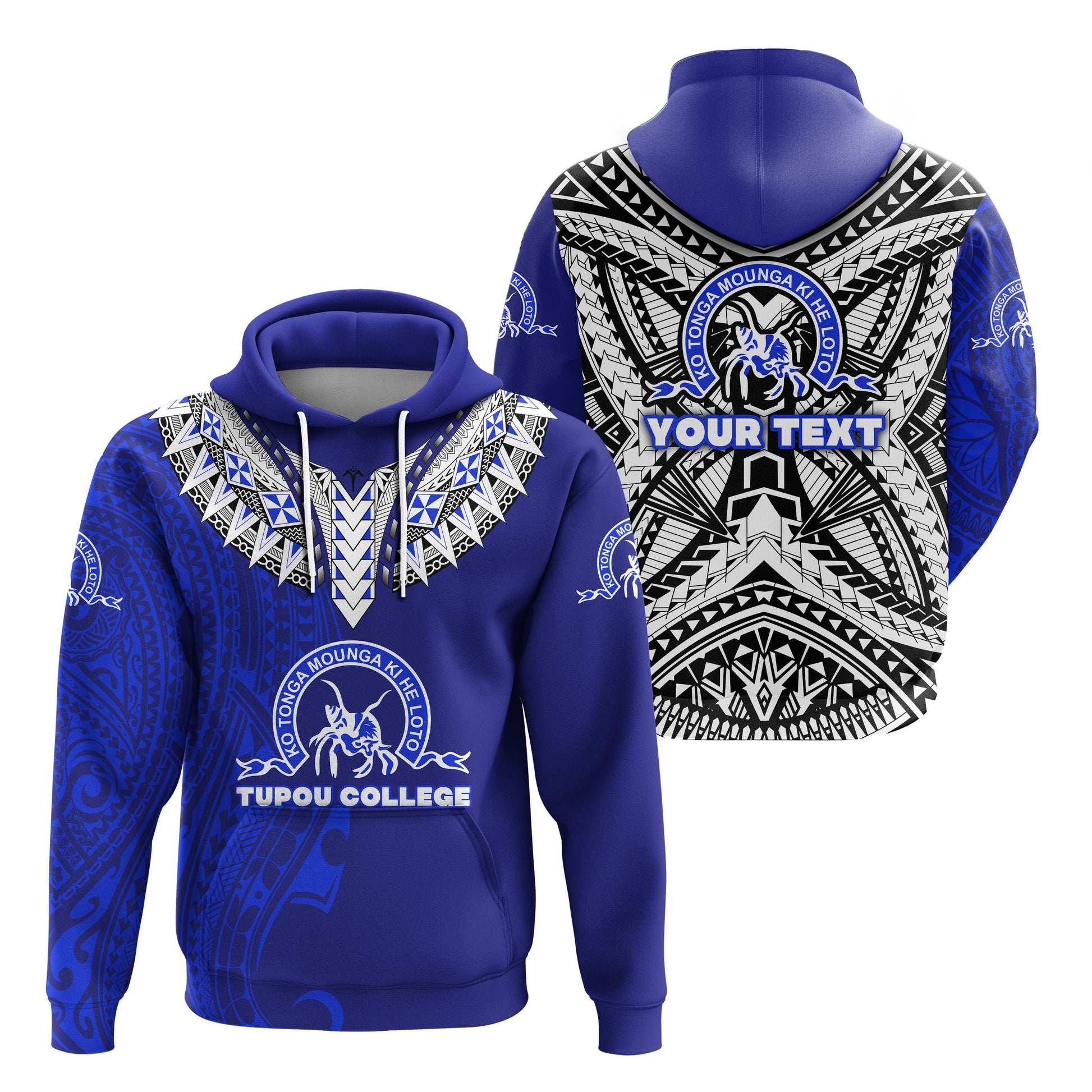 Custom Text Kolisi Ko Tupou College Tonga Hoodie Polynesian Stylized