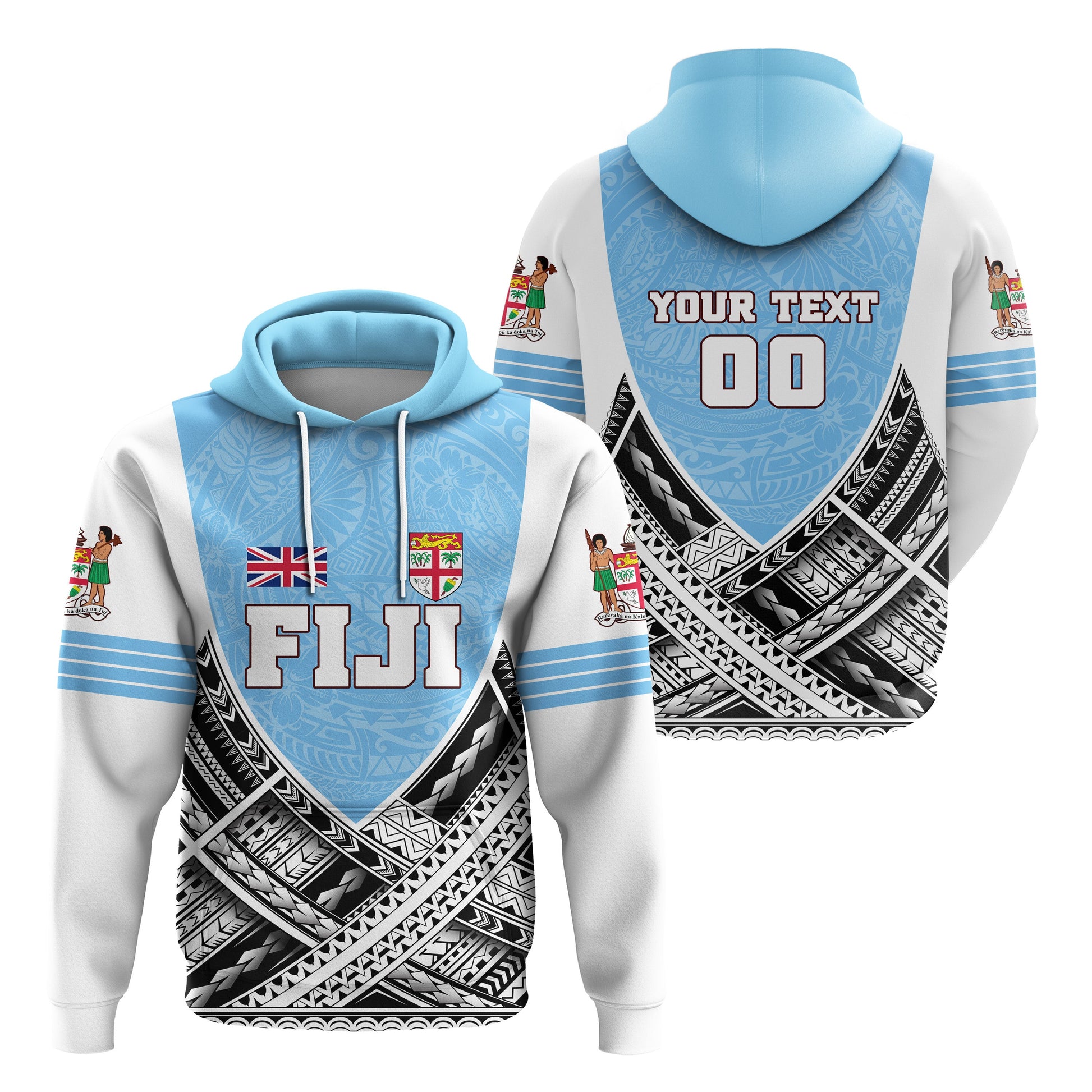 Custom Text Fiji Hoodie Polynesian Sport Style