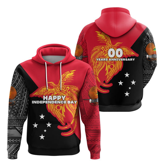 Custom Text Papua New Guinea Hoodie Independence Day Flag Style