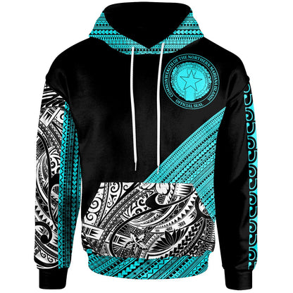CNMI Custom Hoodie Polynesian Diagonal Pattern Blue