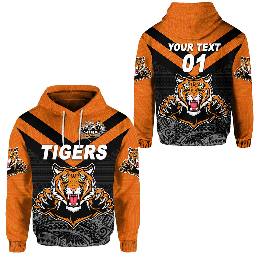 ( Personalised) Papua New Guinea Lae Snax Tigers Hoodie Rugby Original Style Black, Text And Number