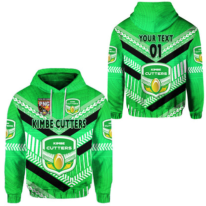 ( Personalised) Papua New Guinea Kimbe Cutters Hoodie Rugby Green, Text And Number
