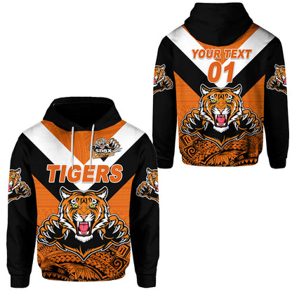 ( Personalised) Papua New Guinea Lae Snax Tigers Hoodie Rugby Simple Style Black, Text And Number