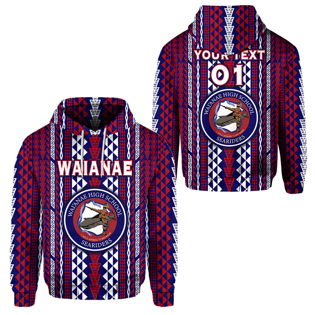 Custom Text Hawaii Waianae High School Hoodie Personalised Seariders Simple Style Zip Up Hoodie