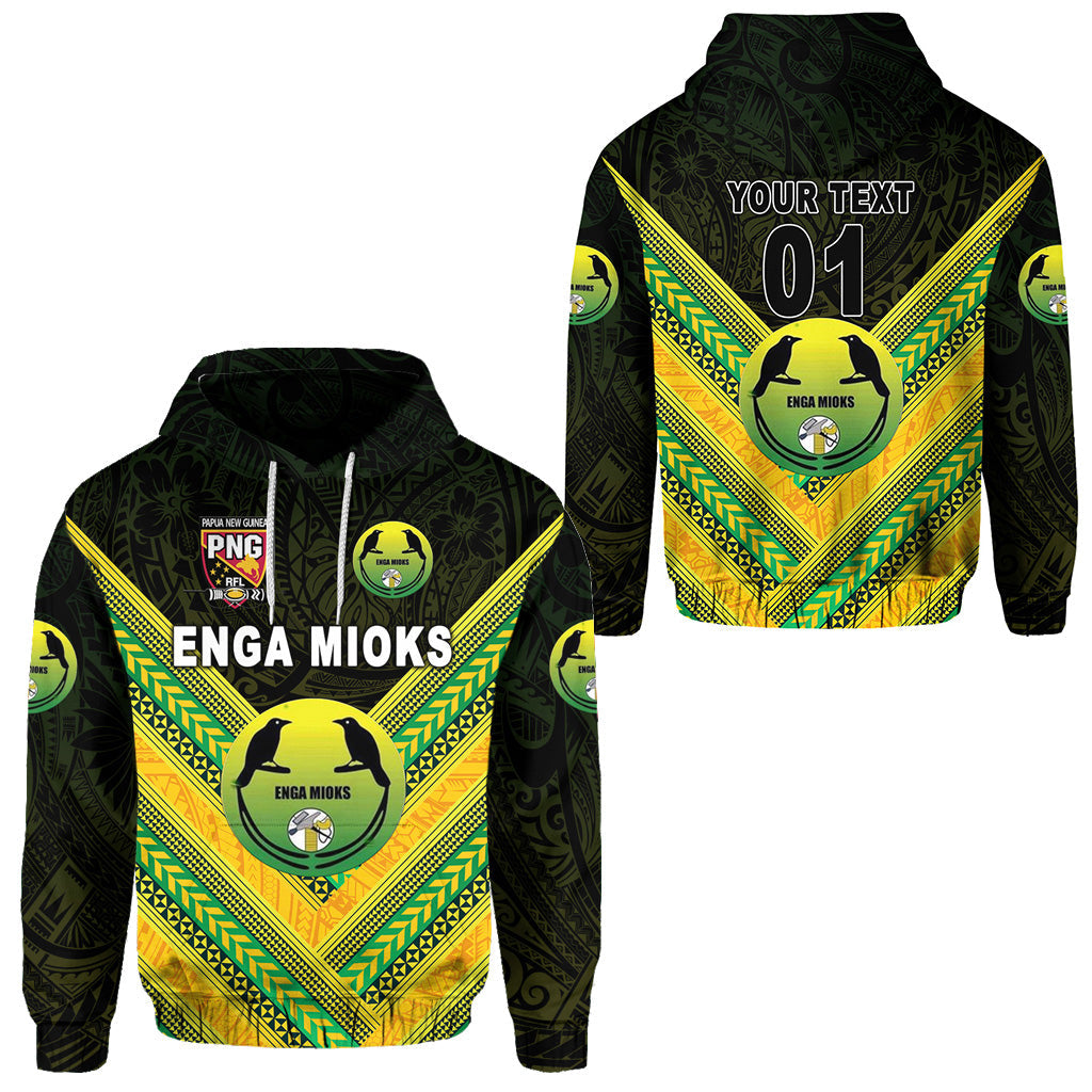 ( Personalised) Papua New Guinea Enga Mioks Hoodie Rugby Original Style Black, Text And Number