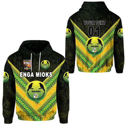 ( Personalised) Papua New Guinea Enga Mioks Hoodie Rugby Original Style Black, Text And Number