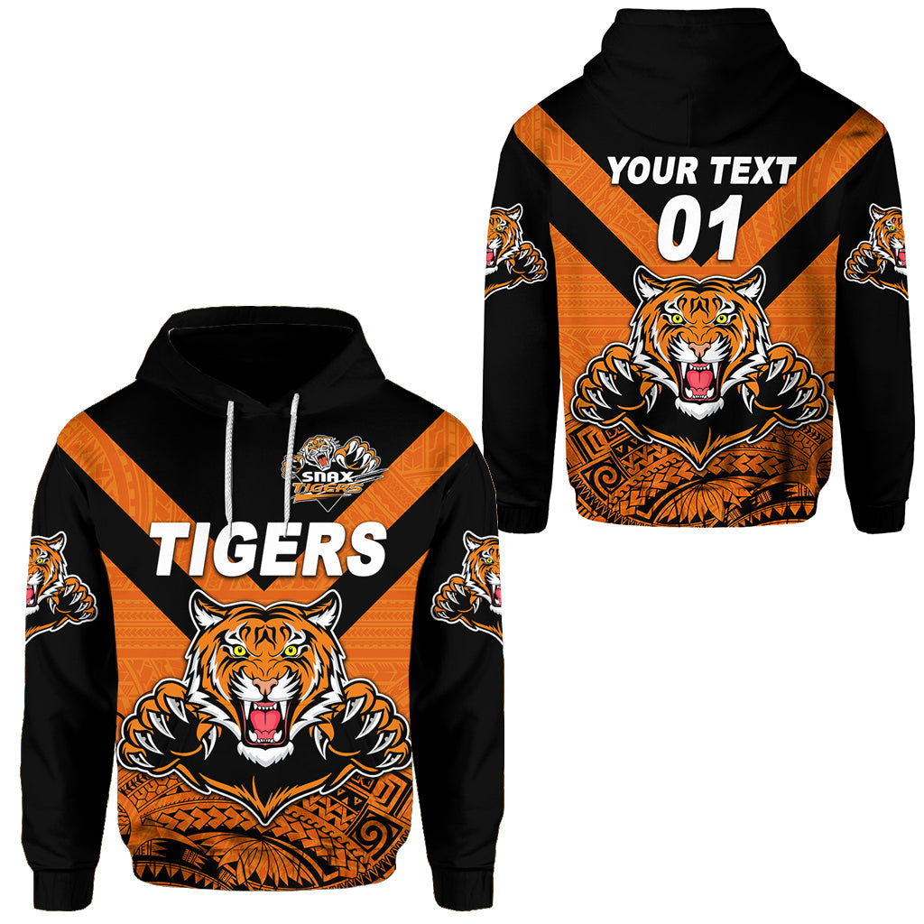 ( Personalised) Papua New Guinea Lae Snax Tigers Hoodie Rugby Original Style Orange, Text And Number
