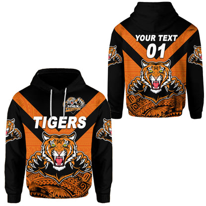 ( Personalised) Papua New Guinea Lae Snax Tigers Hoodie Rugby Original Style Orange, Text And Number