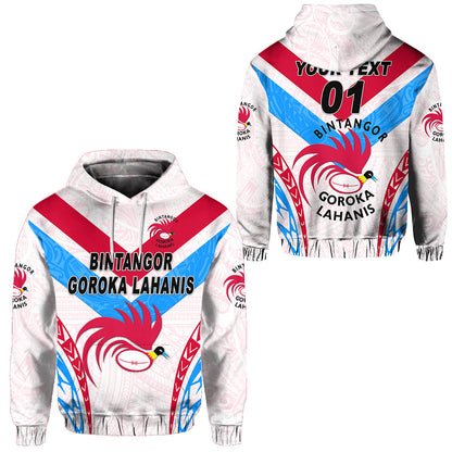 ( Personalised) Papua New Guinea Bintangor Goroka Lahanis Hoodie Rugby Original Style White, Text And Number