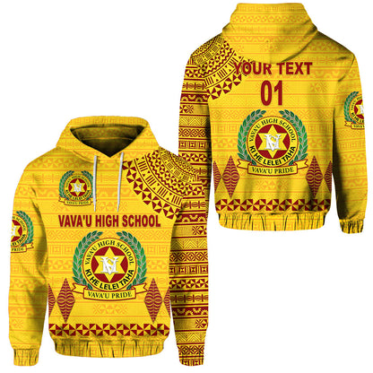Custom Text Tonga Vava'u High School Hoodie Simple Style Yellow, Custom Text And Number