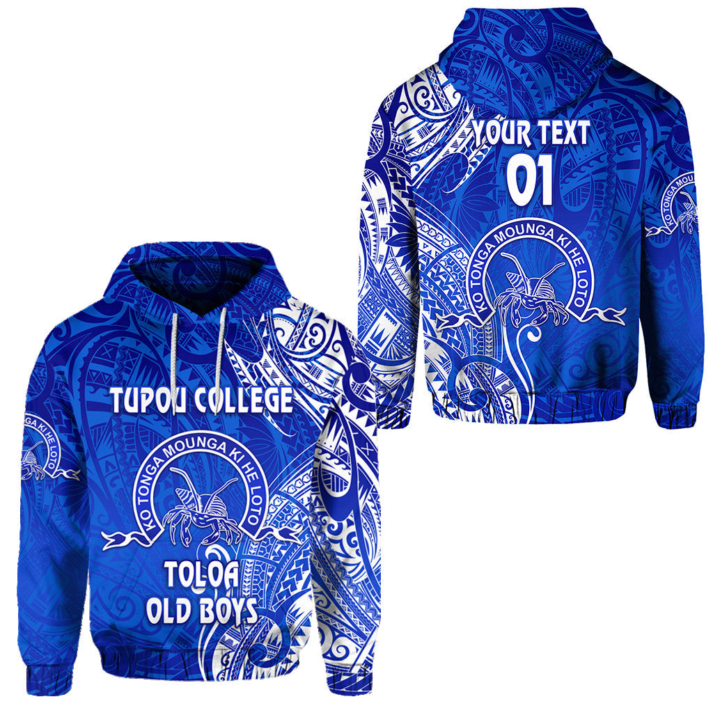 Custom Text Tonga Tupou College Hoodie Toloa Old Boys Simple Vibes Blue, Custom Text And Number