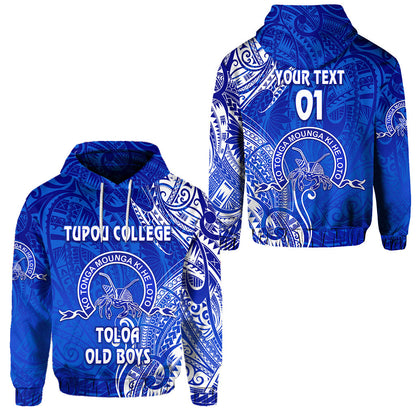 Custom Text Tonga Tupou College Hoodie Toloa Old Boys Simple Vibes Blue, Custom Text And Number
