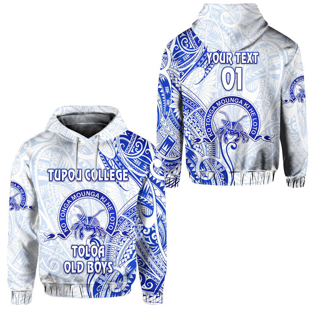 ( Personalised) Tonga Tupou College Hoodie Toloa Old Boys Simple Vibes White, Text And Number