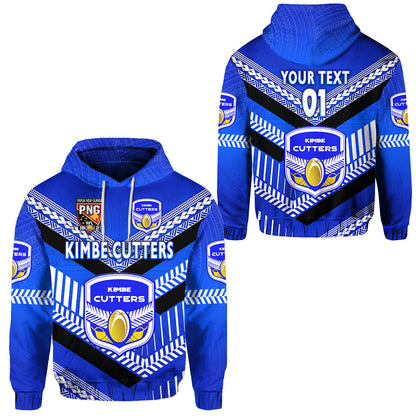 ( Personalised) Papua New Guinea Kimbe Cutters Hoodie Rugby Blue, Text And Number