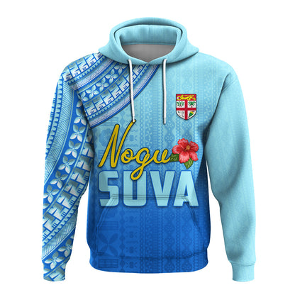Nogu Suva Rugby Fiji Hoodie Tapa Blue