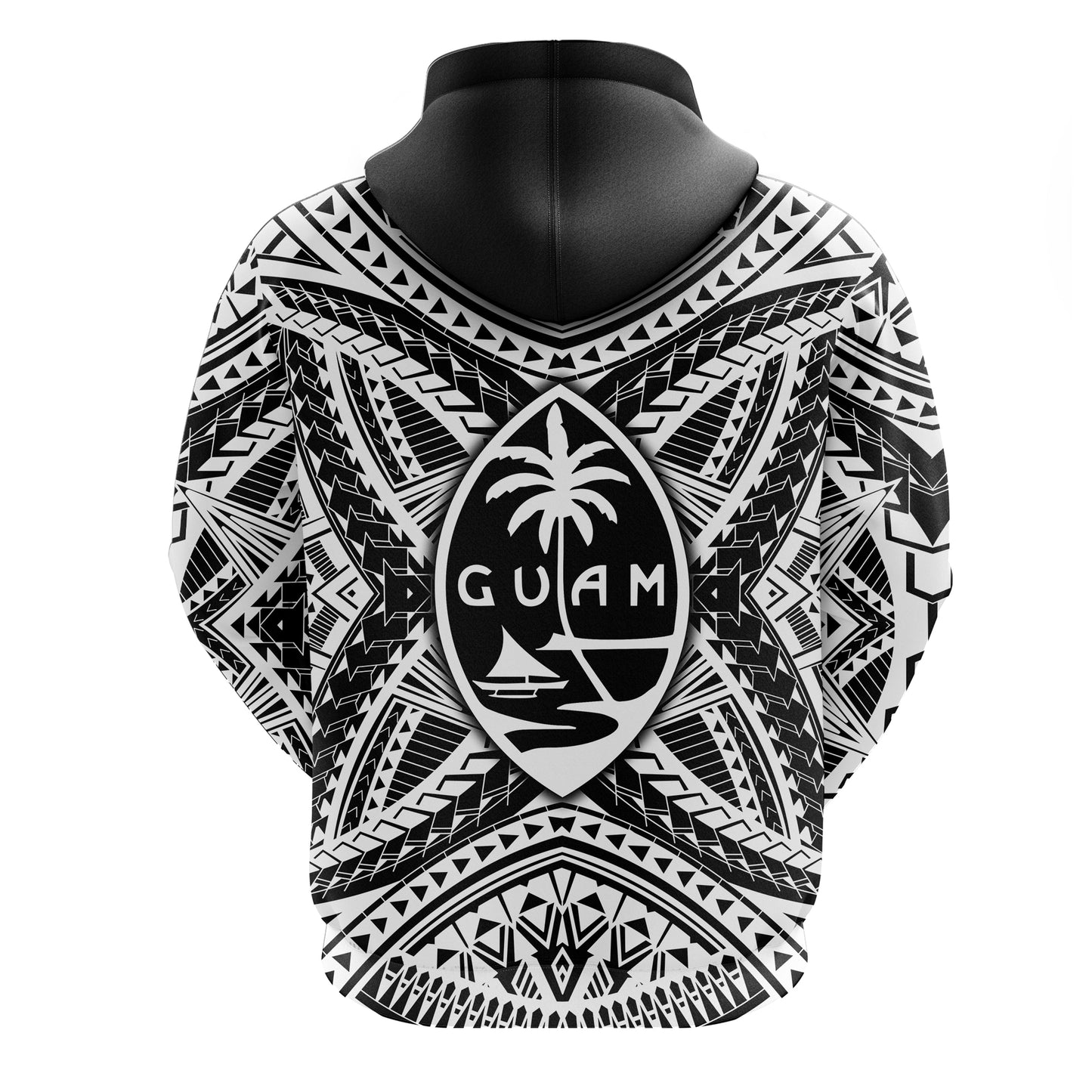 Guam Rugby Hoodie Polynesian Patterns Black