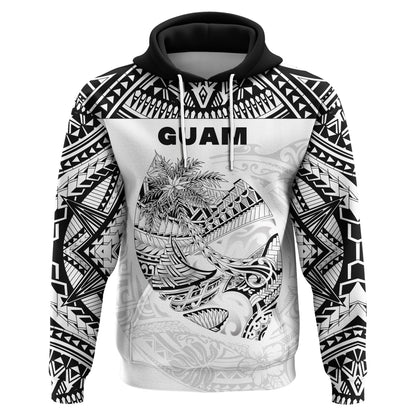 ( Personalised) Guam Rugby Hoodie Polynesian Patterns White