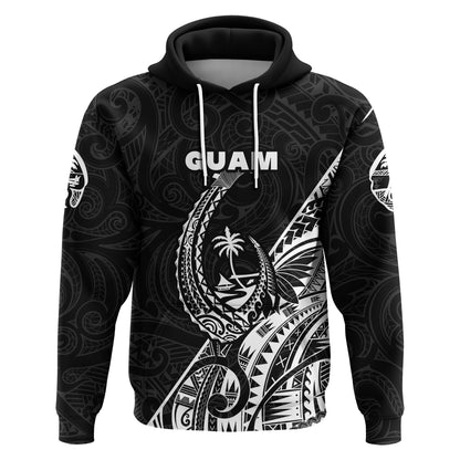 ( Personalised) Guam Rugby Hoodie Polynesian Patterns Style Black