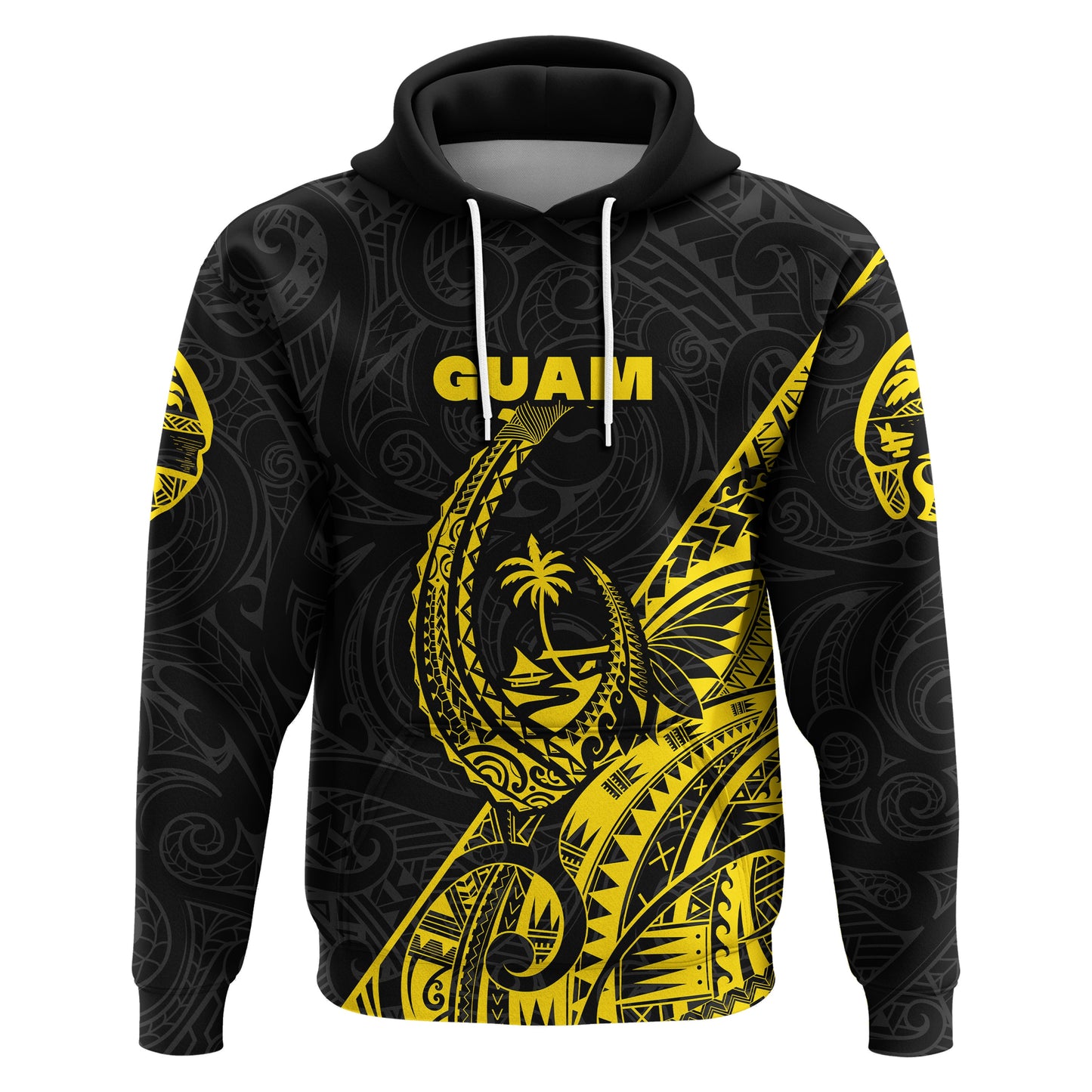 ( Personalised) Guam Rugby Hoodie Polynesian Patterns Style Yellow