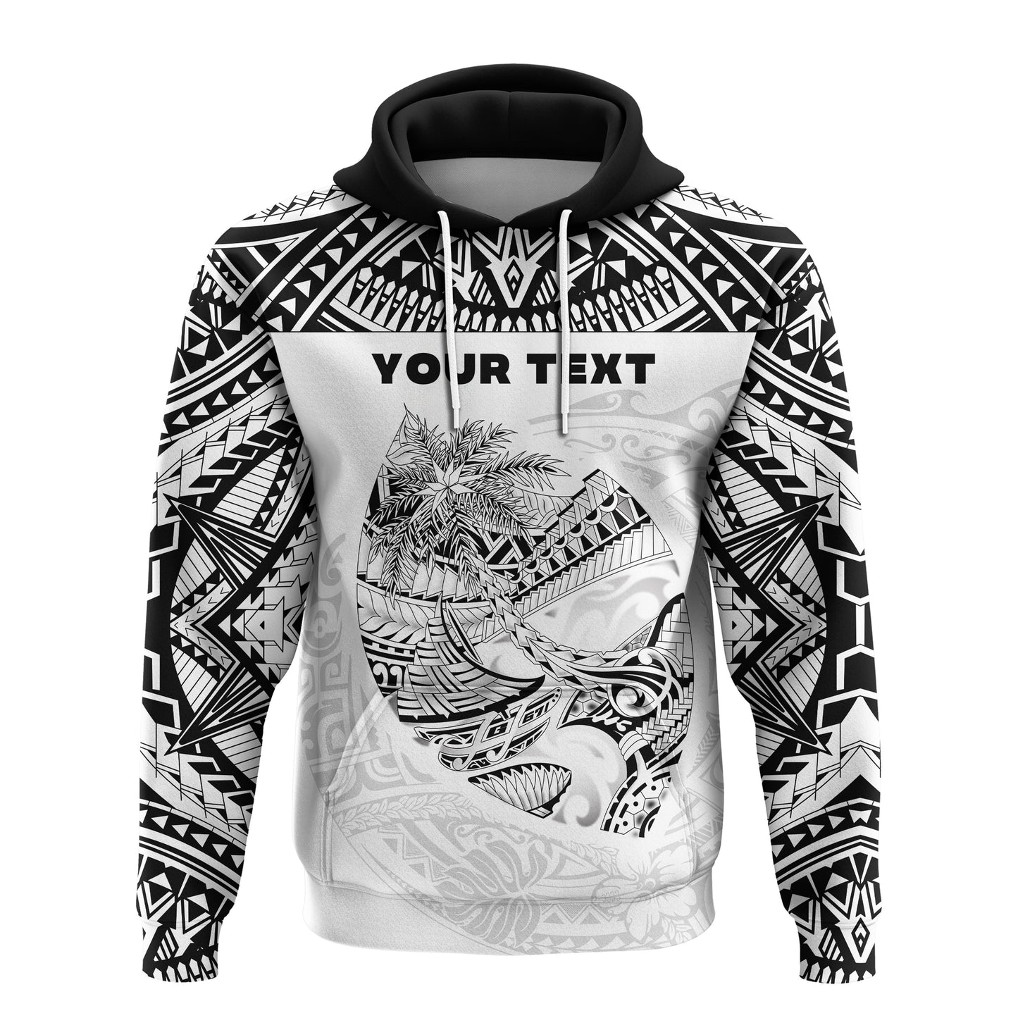 Custom Text Guam Rugby Hoodie Personalised Polynesian Patterns White Tropical Zip Up Hoodie